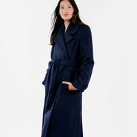 The Dearborn Long Wool Trench Coat - Navy