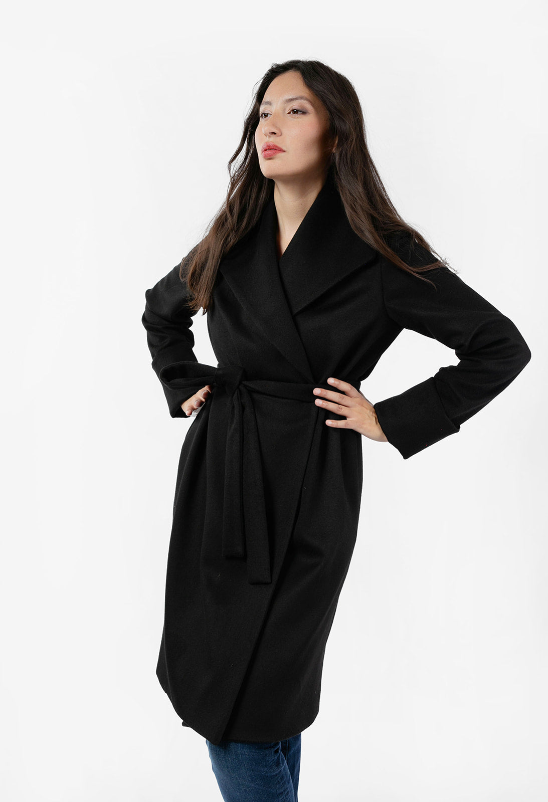Women's Black Wool Coat 100% Wool, American Made | The Checkroom XL Women's Black Wool Coat 100% Wool, American Made | The Checkroom XL