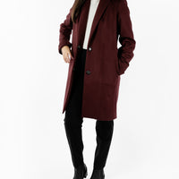 The Wool Tuxedo Coat - Bordeaux