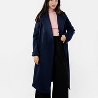 The Dearborn Long Wool Trench Coat - Navy