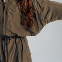 Long Raincoat with Hood - Moss