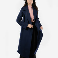 The Dearborn Long Wool Trench Coat - Navy