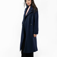 The Dearborn Long Wool Trench Coat - Navy