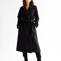 The Dearborn Long Wool Trench Coat - Black