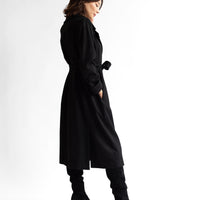 The Dearborn Long Wool Trench Coat - Black