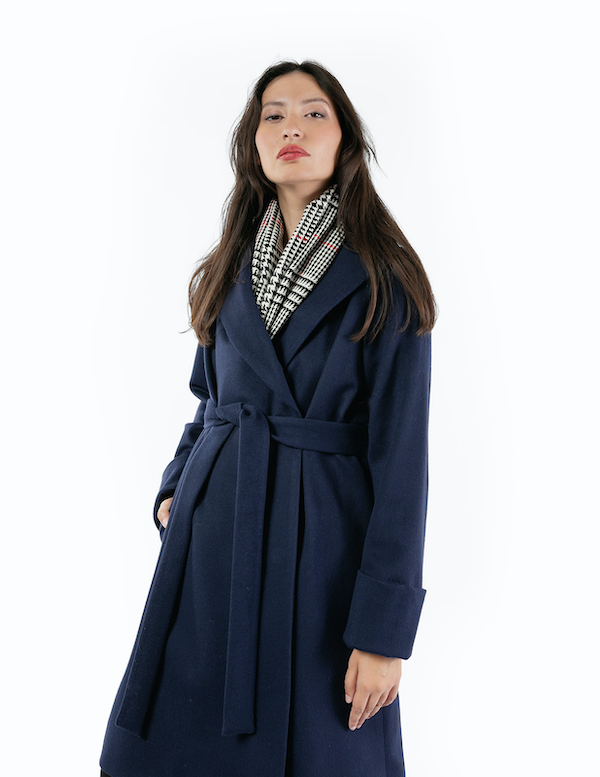 Women's Navy Wool Coat | 100% Wool, American Made | The Checkroom Women's Navy Wool Coat | 100% Wool, American Made | The Checkroom