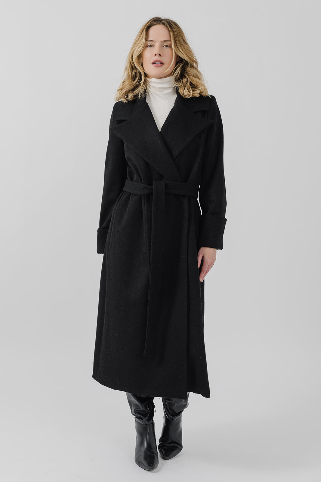 The Dearborn Long Wool Trench Coat - Black