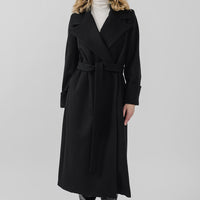 The Dearborn Long Wool Trench Coat - Black