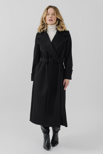 The Dearborn Long Wool Trench Coat - Black