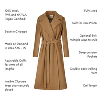 The Dearborn Long Wool Trench Coat - Camel