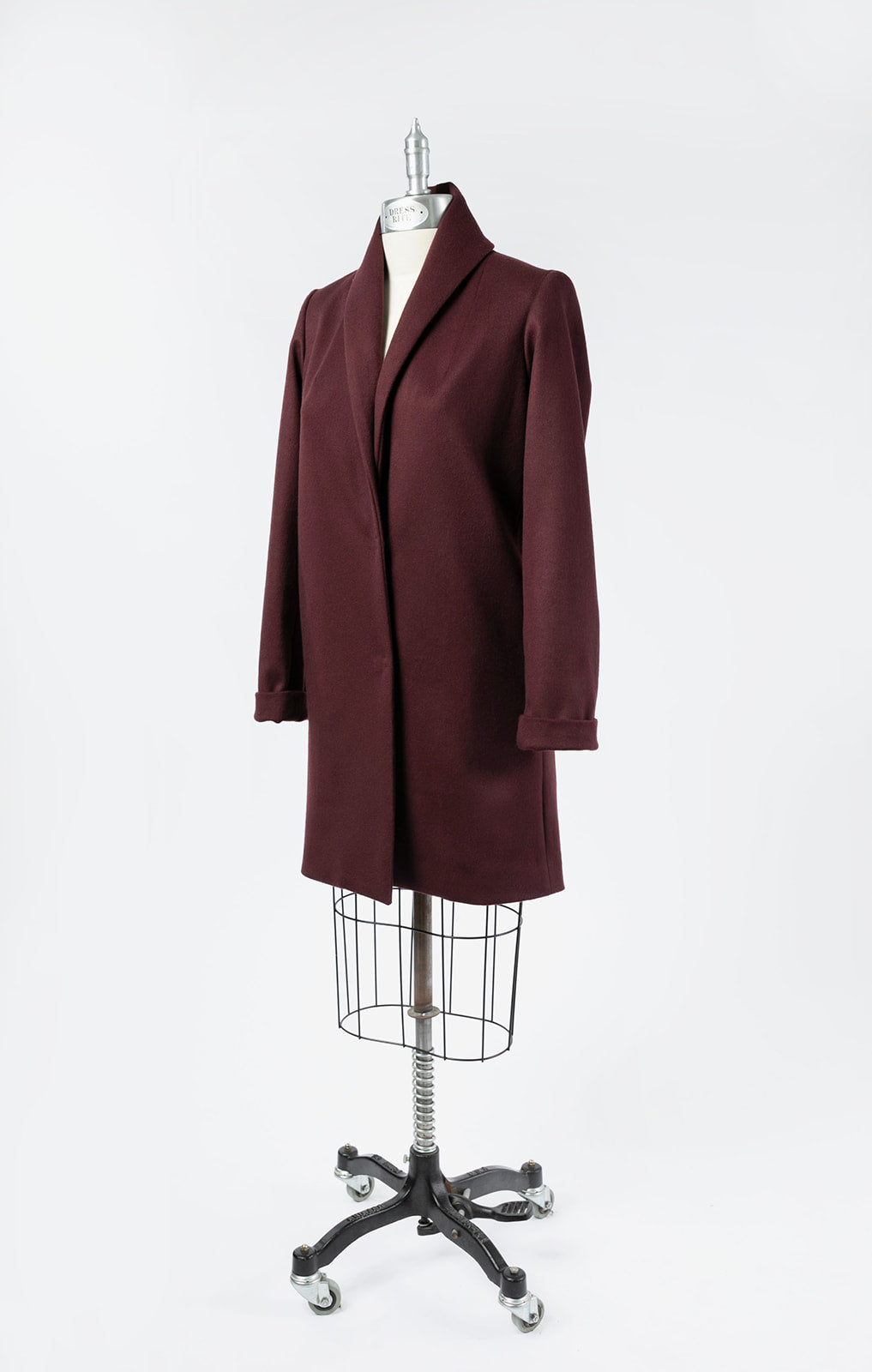 Burgundy coat sales with hood