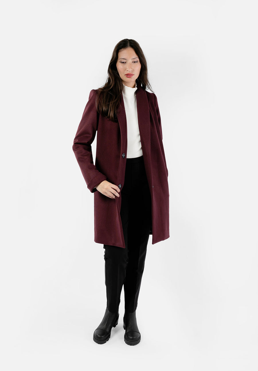 The Wool Tuxedo Coat - Bordeaux