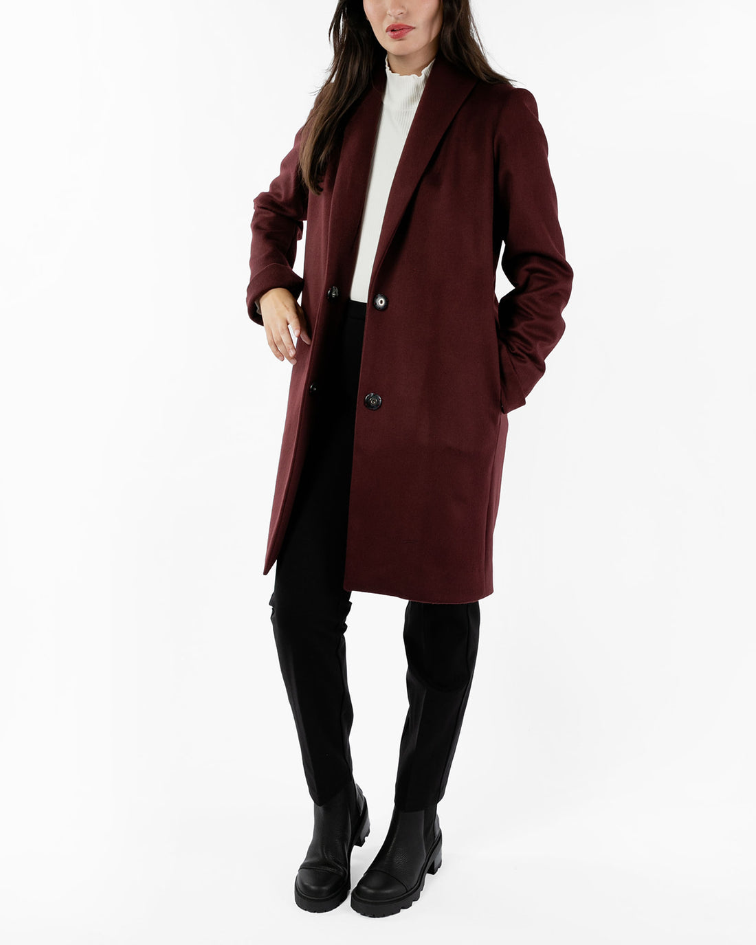 The Wool Tuxedo Coat - Bordeaux