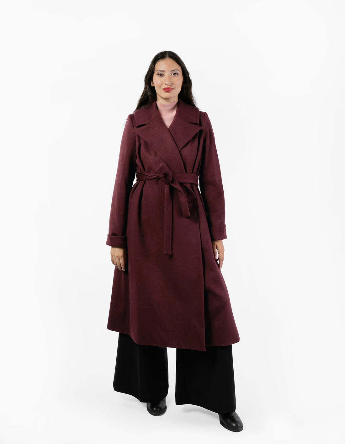 The Dearborn Long Wool Overcoat - Bordeaux - Size XS