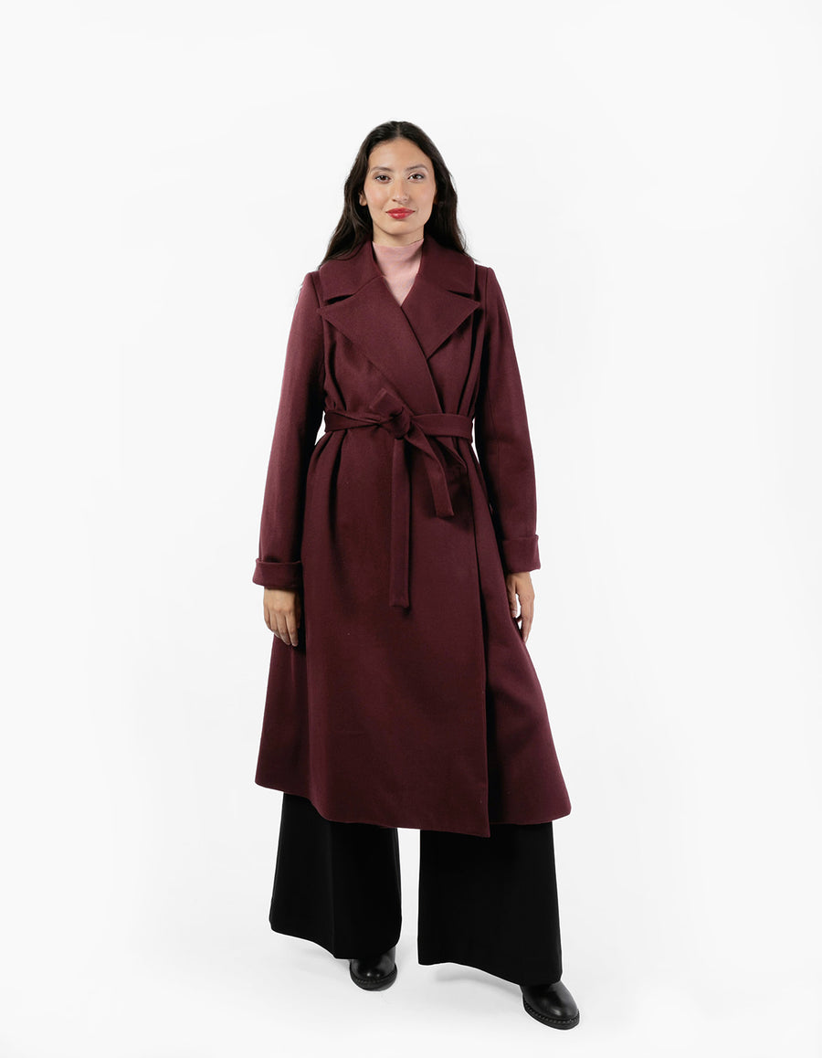 The Dearborn Long Wool Overcoat - Bordeaux - Size XS