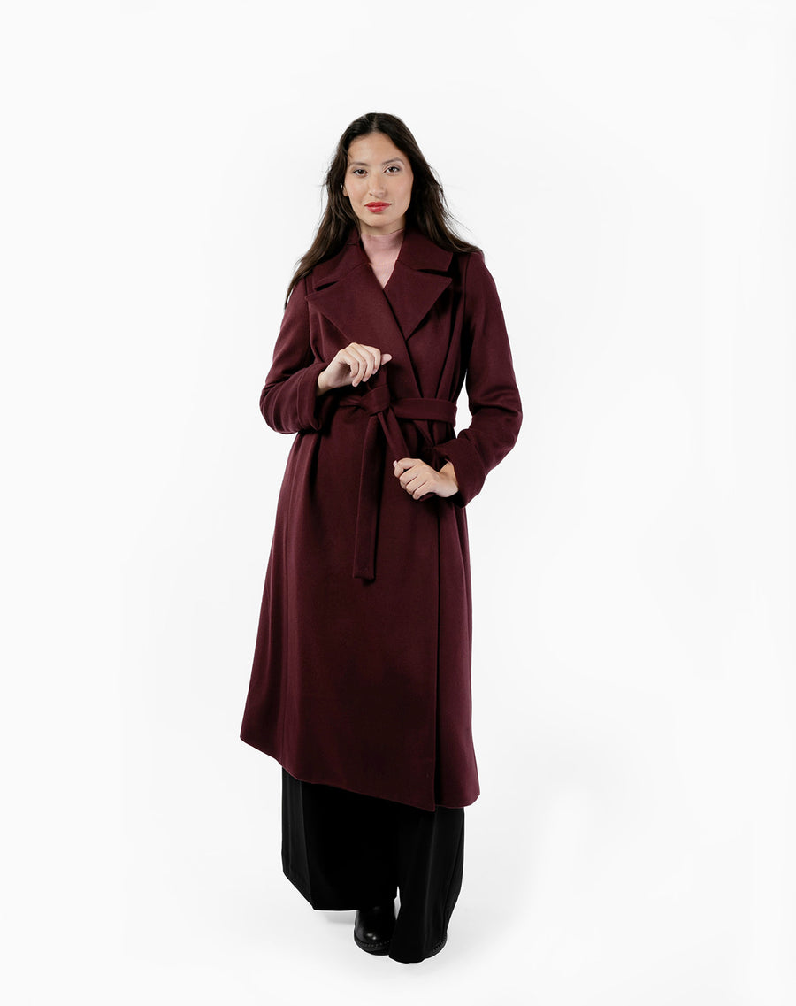 The Dearborn Long Wool Overcoat - Bordeaux - Size XS