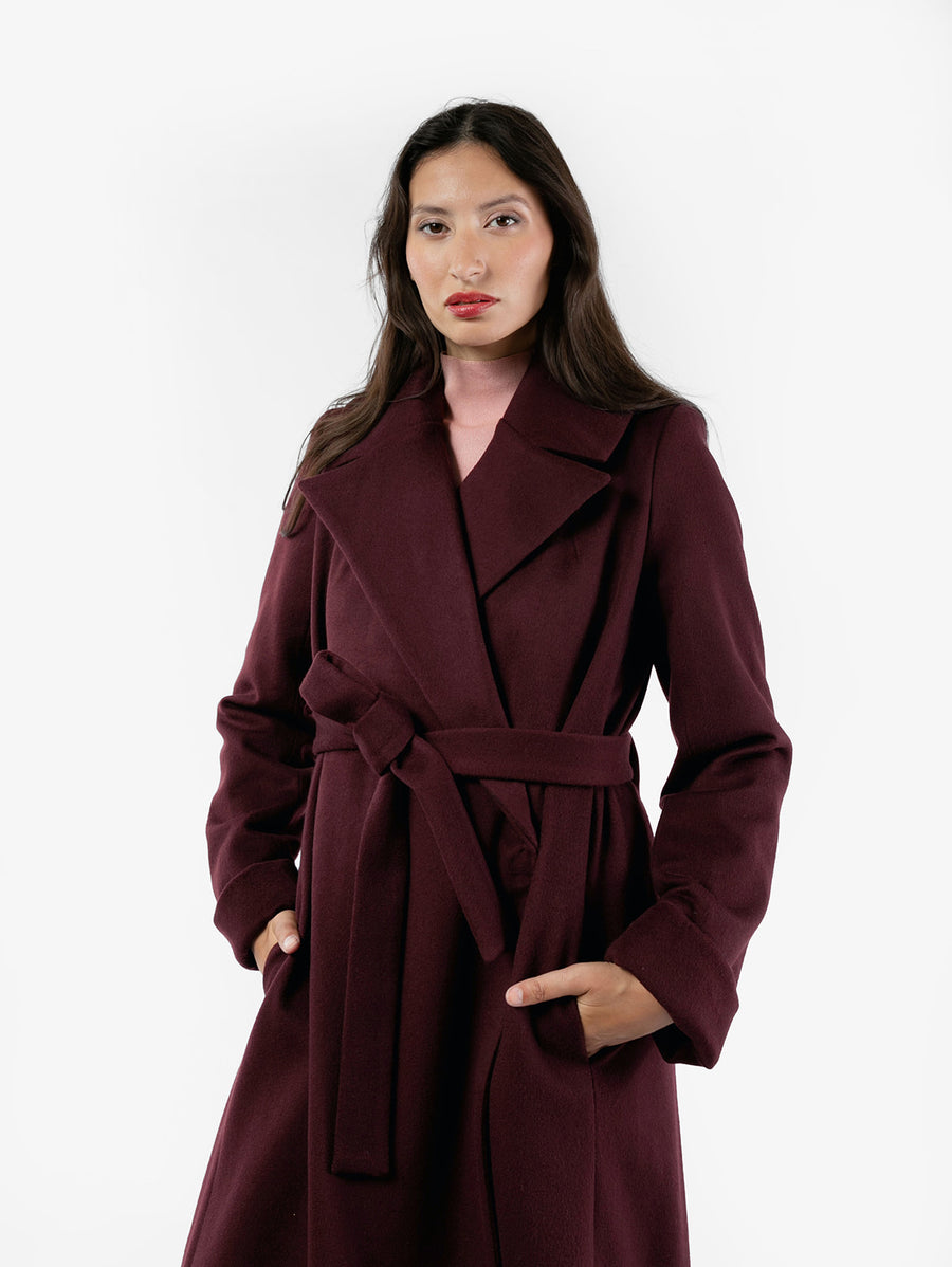 The Dearborn Long Wool Overcoat - Bordeaux - Size XS