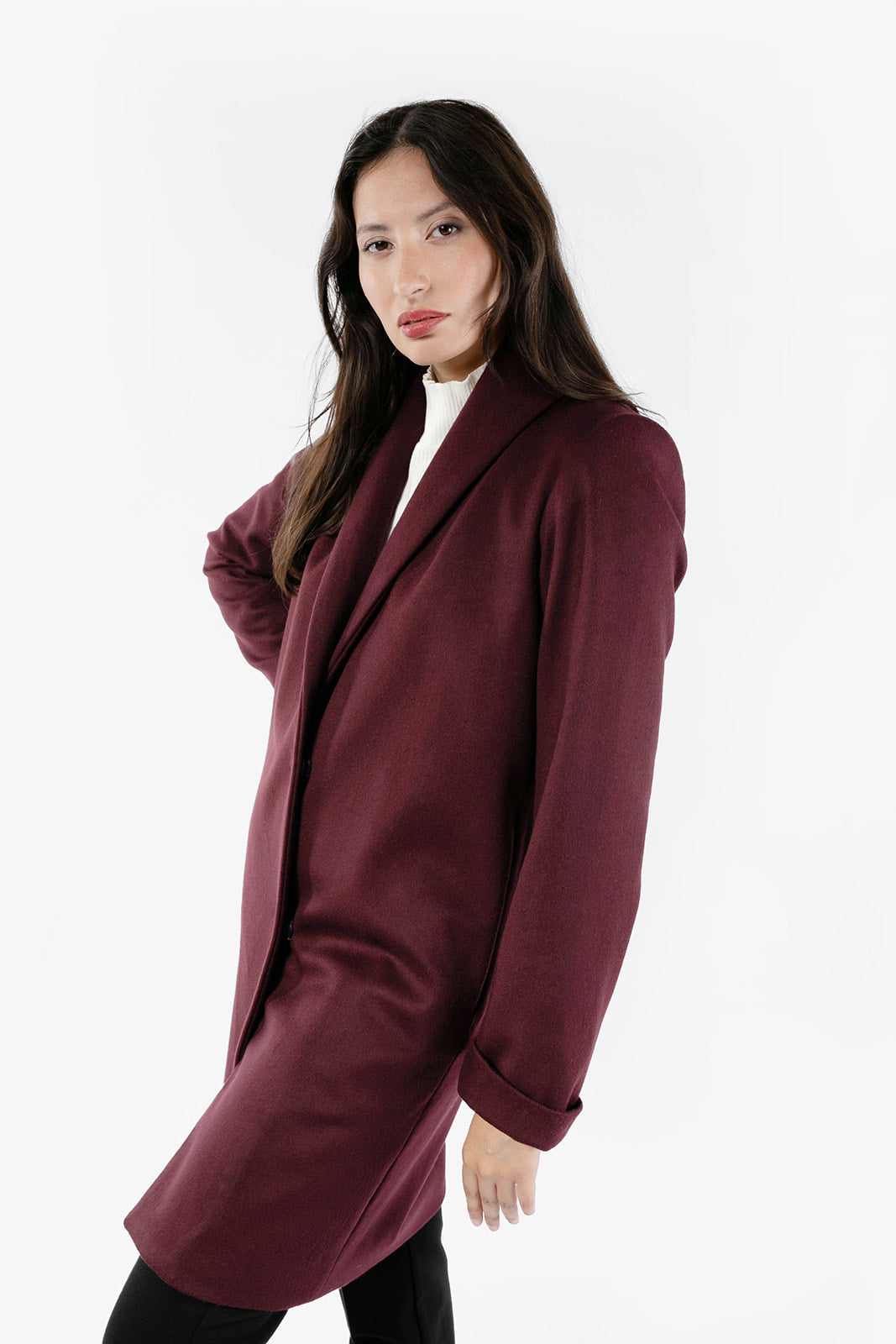 The Wool Tuxedo Coat - Bordeaux