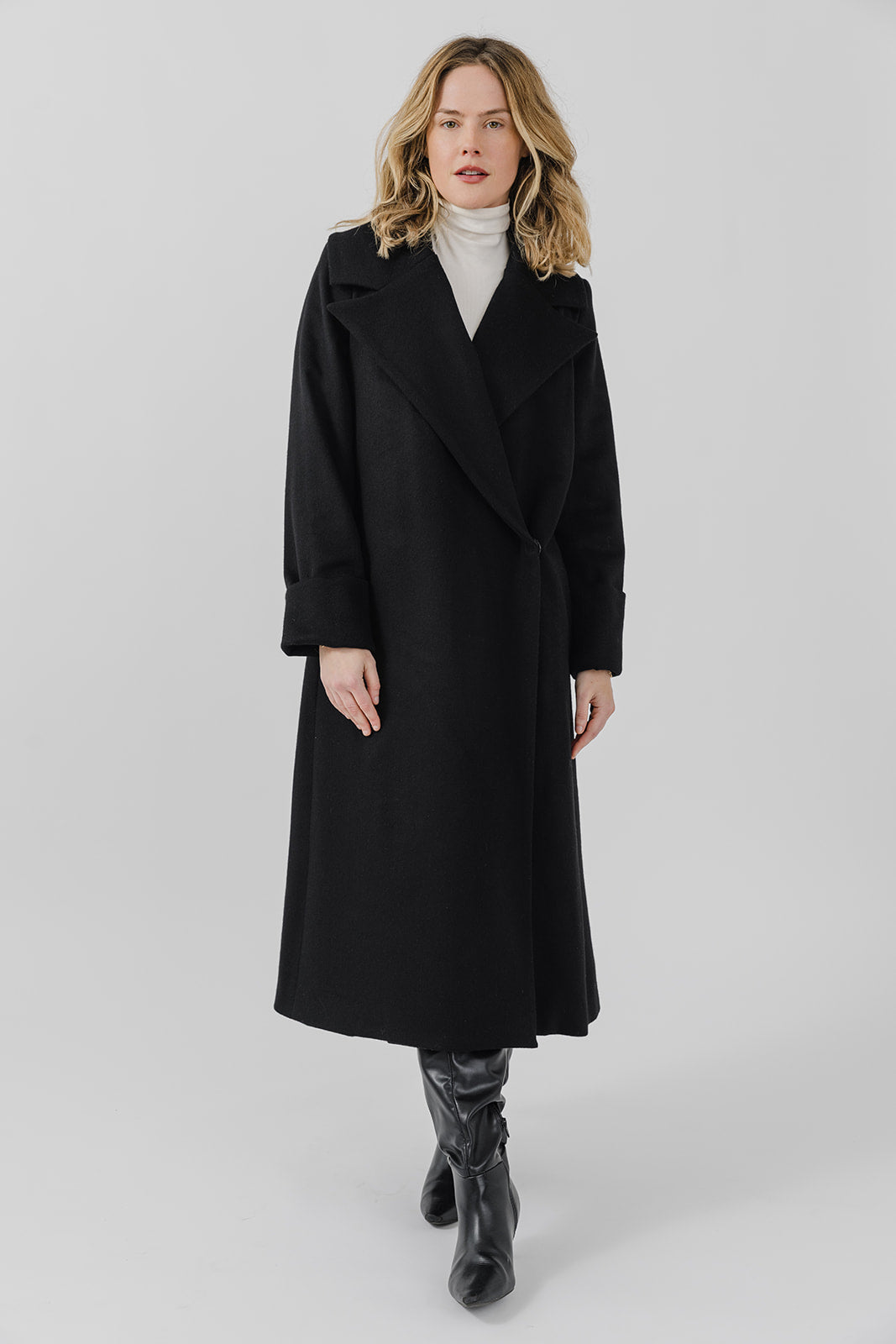 The Dearborn Long Wool Trench Coat - Black