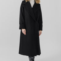 The Dearborn Long Wool Trench Coat - Black