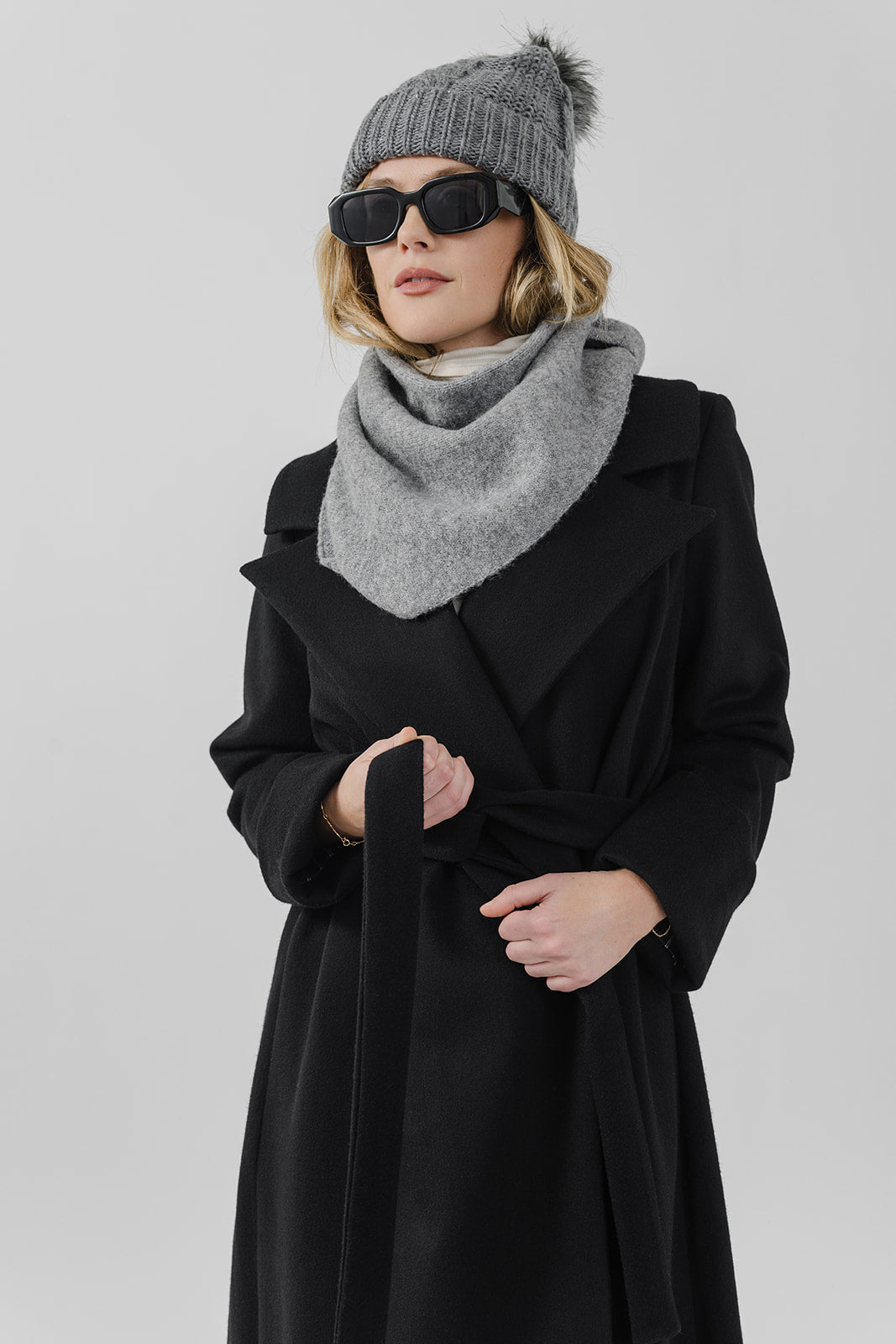 The Dearborn Long Wool Trench Coat - Black