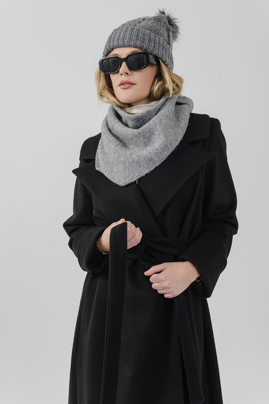 The Dearborn Long Wool Trench Coat - Black