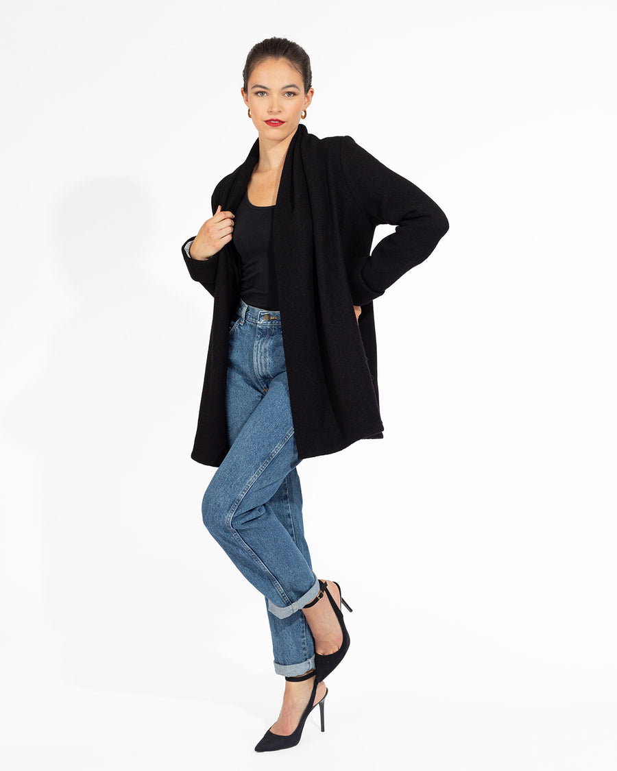 Black, Draped Coat